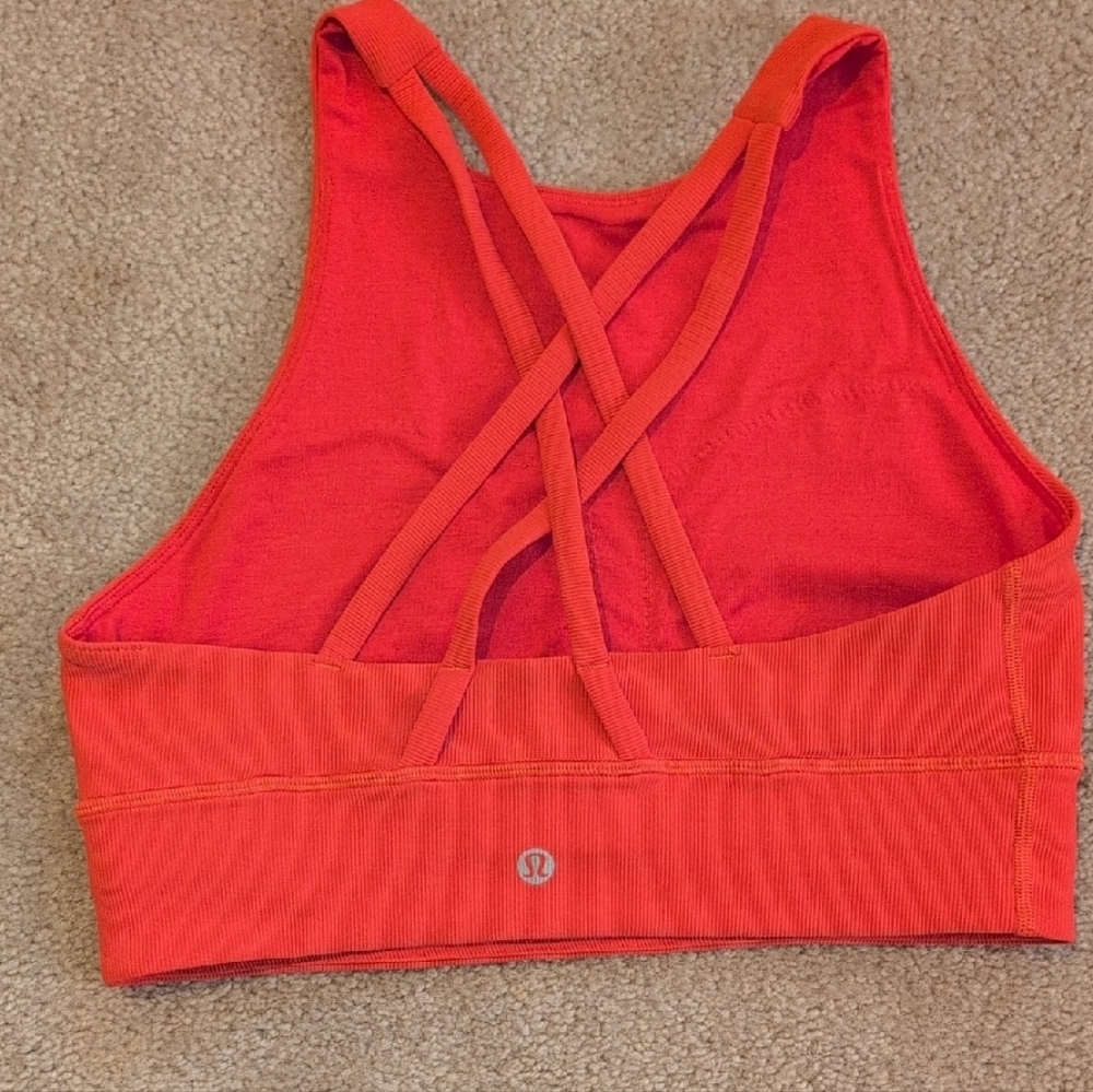Lululemon Coral Sports Bra with High Neckline and Crossback Straps